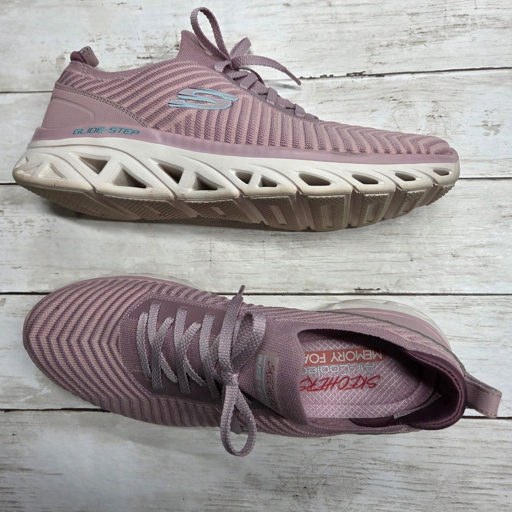 Skechers Glide-Step Sport New Appeal Sneaker Womens 11 Mauve 149558 Knit Lace Up